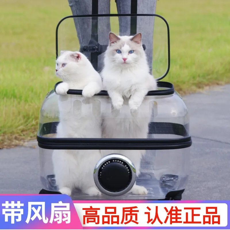 

Pet trolley case cat out suitcase cat bag portable backpack dog space capsule