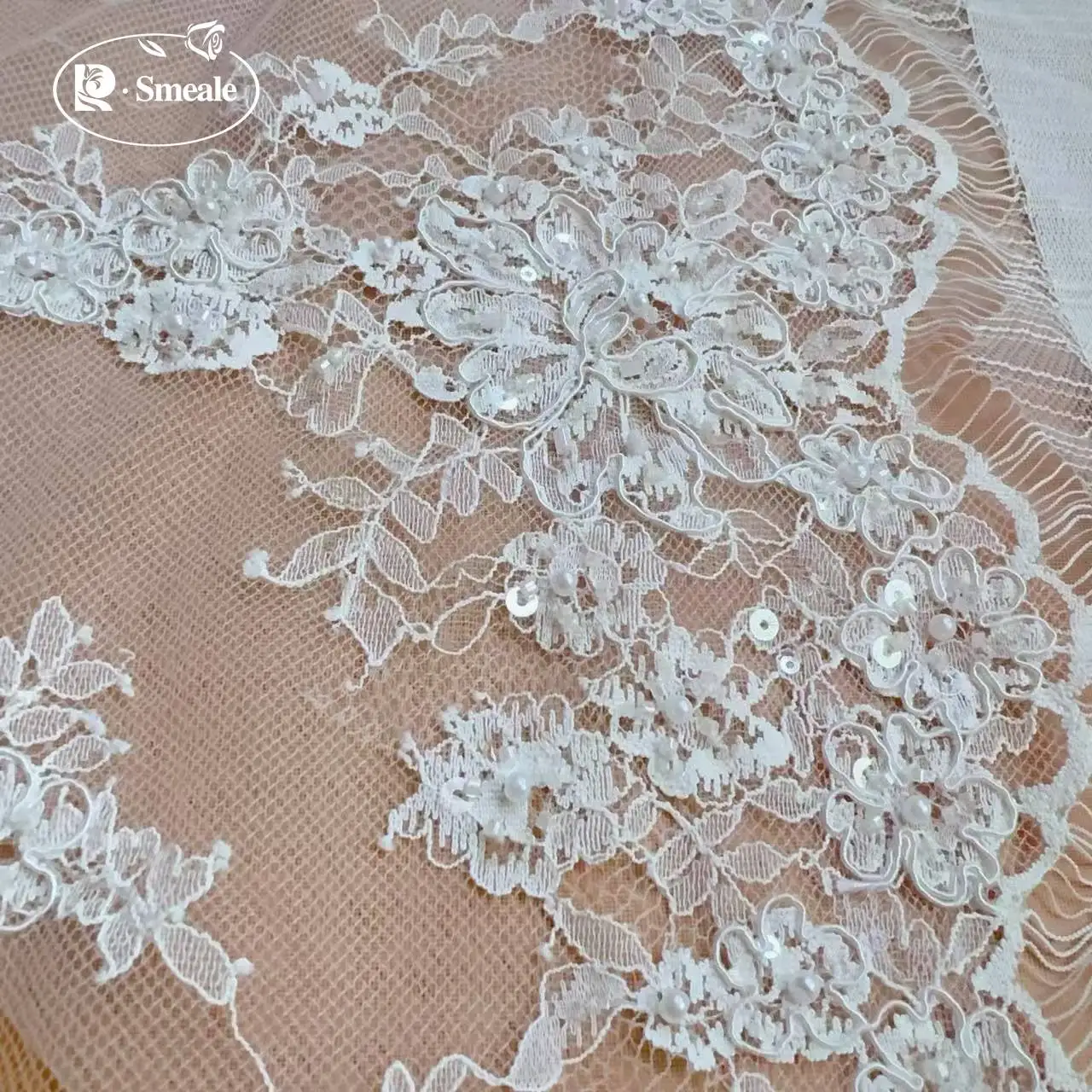 3 Meter/Stück. Seil-Stickerei, Perlen, Pailletten, Spitzenkopfschleier, Hochzeitskleid, Dekorationszubehör, handgemachte DIY-Nähzubehörteile. – Detail 5