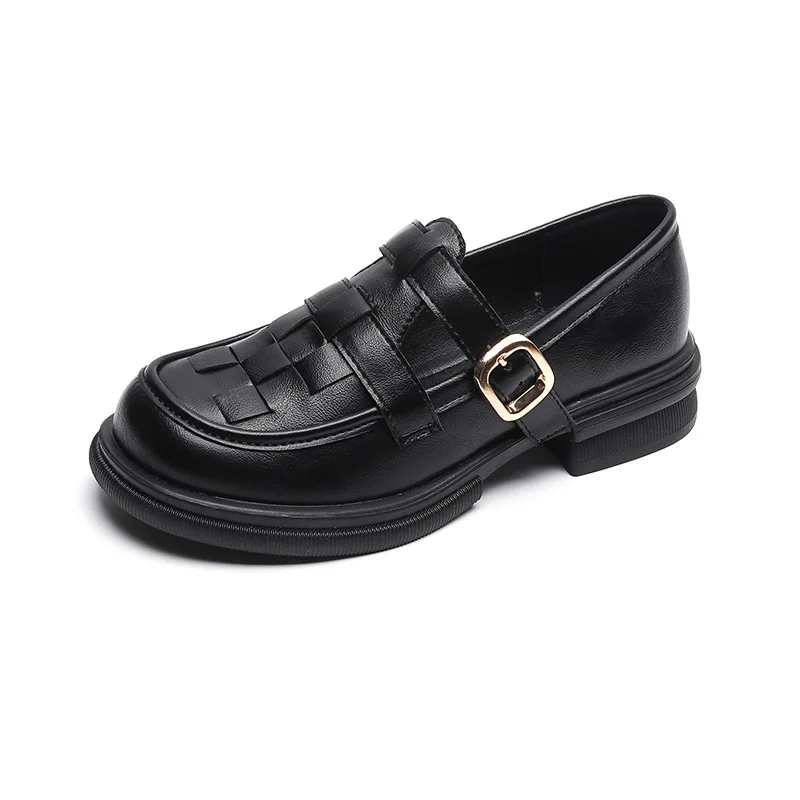 

Thick Bottom Loafers Women Black Pu Leather Shoes Soft Bottom Large Size 34-43