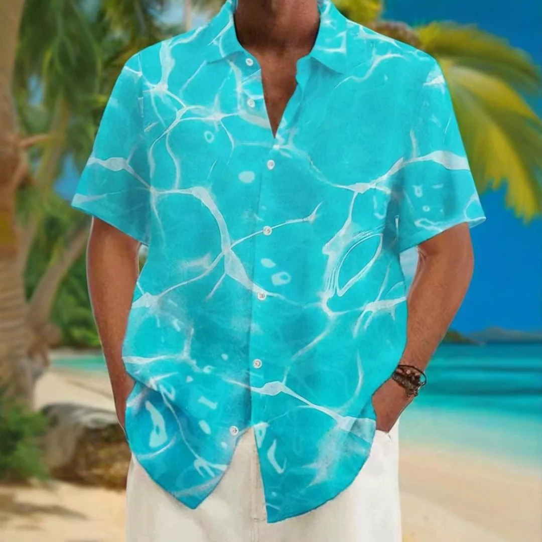

Lapel Shirt Men's Summer Outdoor Casual Short Sleeve Tops Beach Style Fashion Shirt Short Sleeve Large Size Loose Men's Clothing