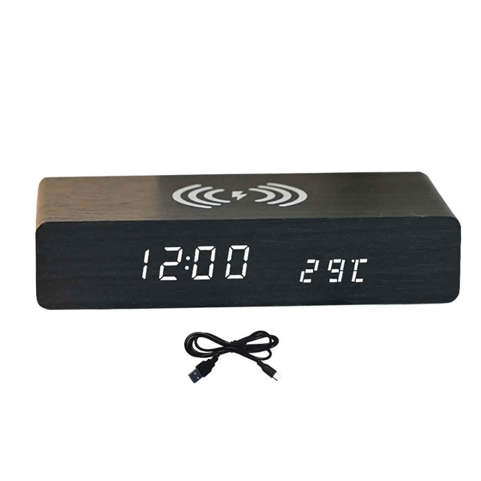 Alarm Clock with Wireless Charging Multifunctional for Bar Desk Decoration