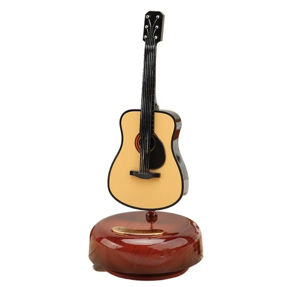 

Простой классический инструмент, музыкальная шкатулка, имитация скандинавской вращающейся музыкальной шкатулки, модель гитары ручной работы, украшения, домашний декор