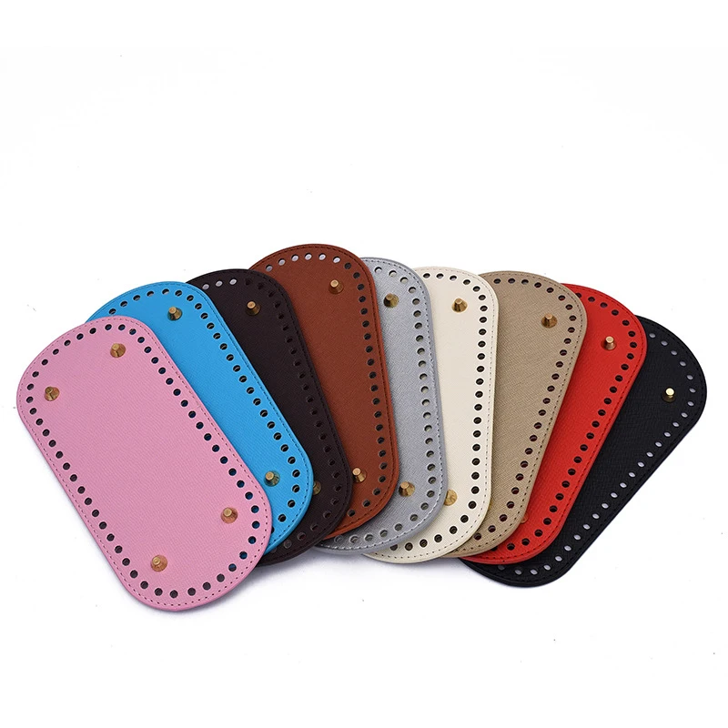 32*7cm Handmade Oval Bottom For Knitted Bag PU Leather Wear Resistant Accessories Bottom With Holes DIY Crochet Bag Bottom