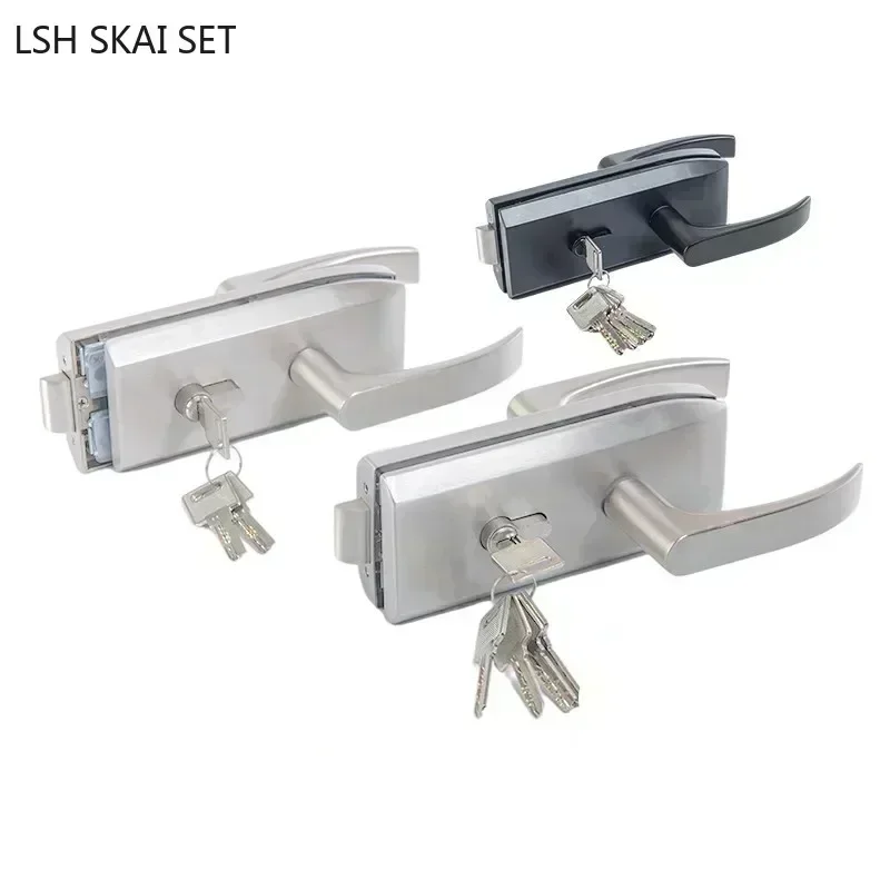 Office Glass Door Lock Bathroom Stainless Steel Handle Door Lock Bedroom Balcony Glass Door Lockset Home Security Hardware