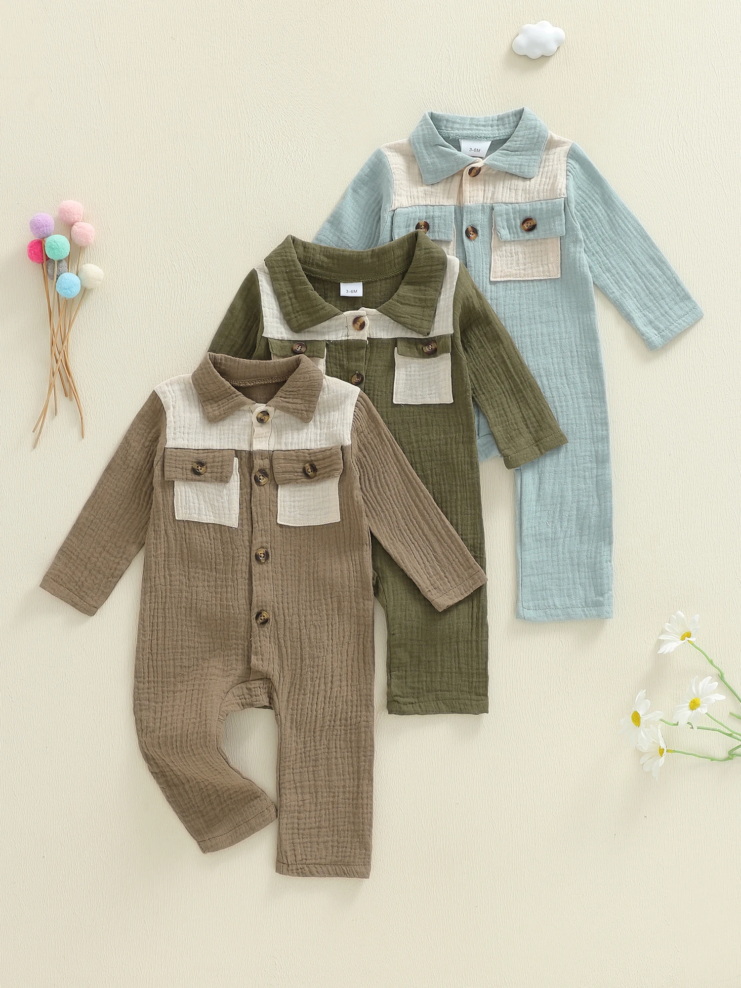 

Stylish Infant Featuring Chic Lapel Design Handy Pockets and Eye-Catching Color Block Sleeves Perfect for Your Little