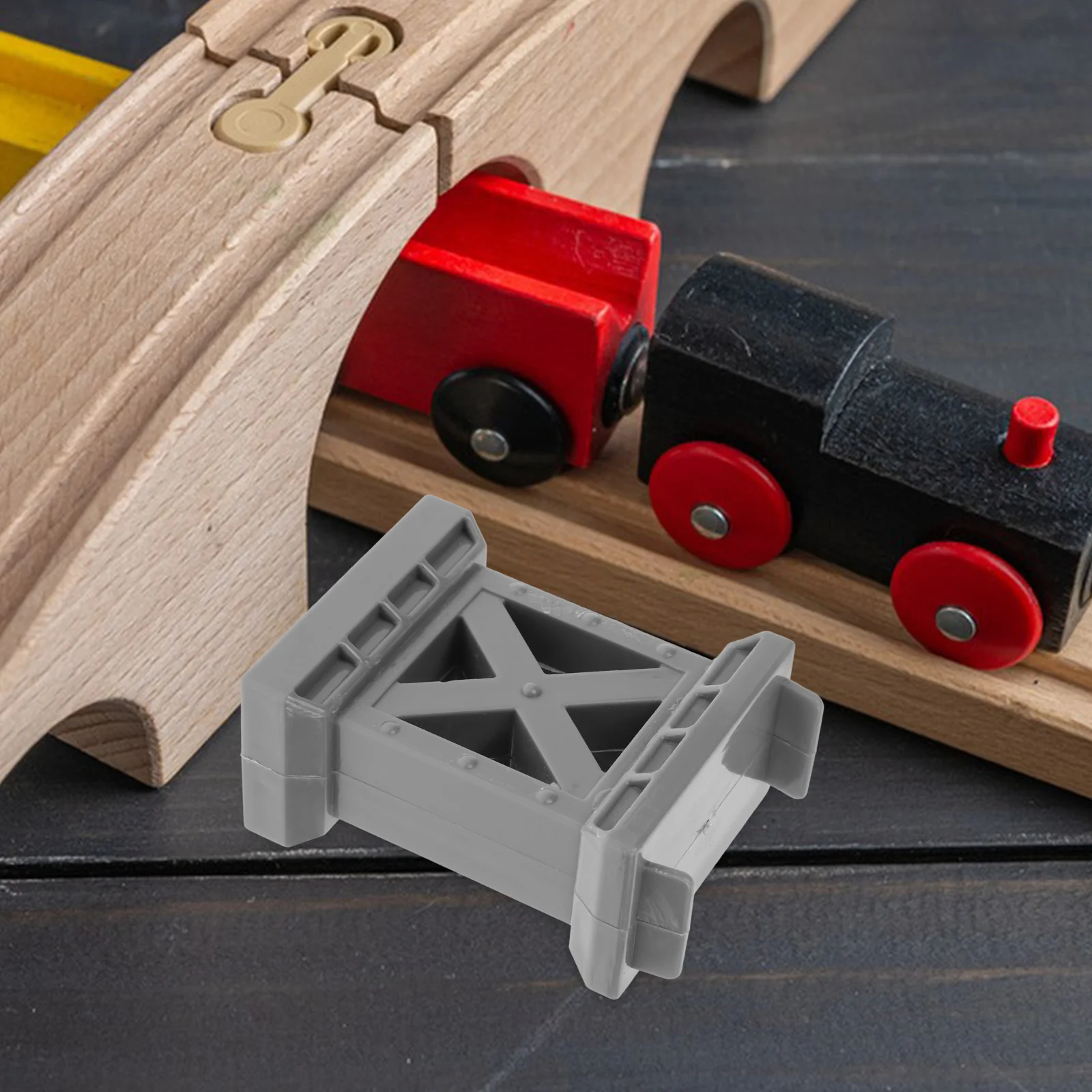 Track Builder รถไฟท่าเรือไม้อุปกรณ์เสริมสะพานสนับสนุน Risers พลาสติกเด็ก