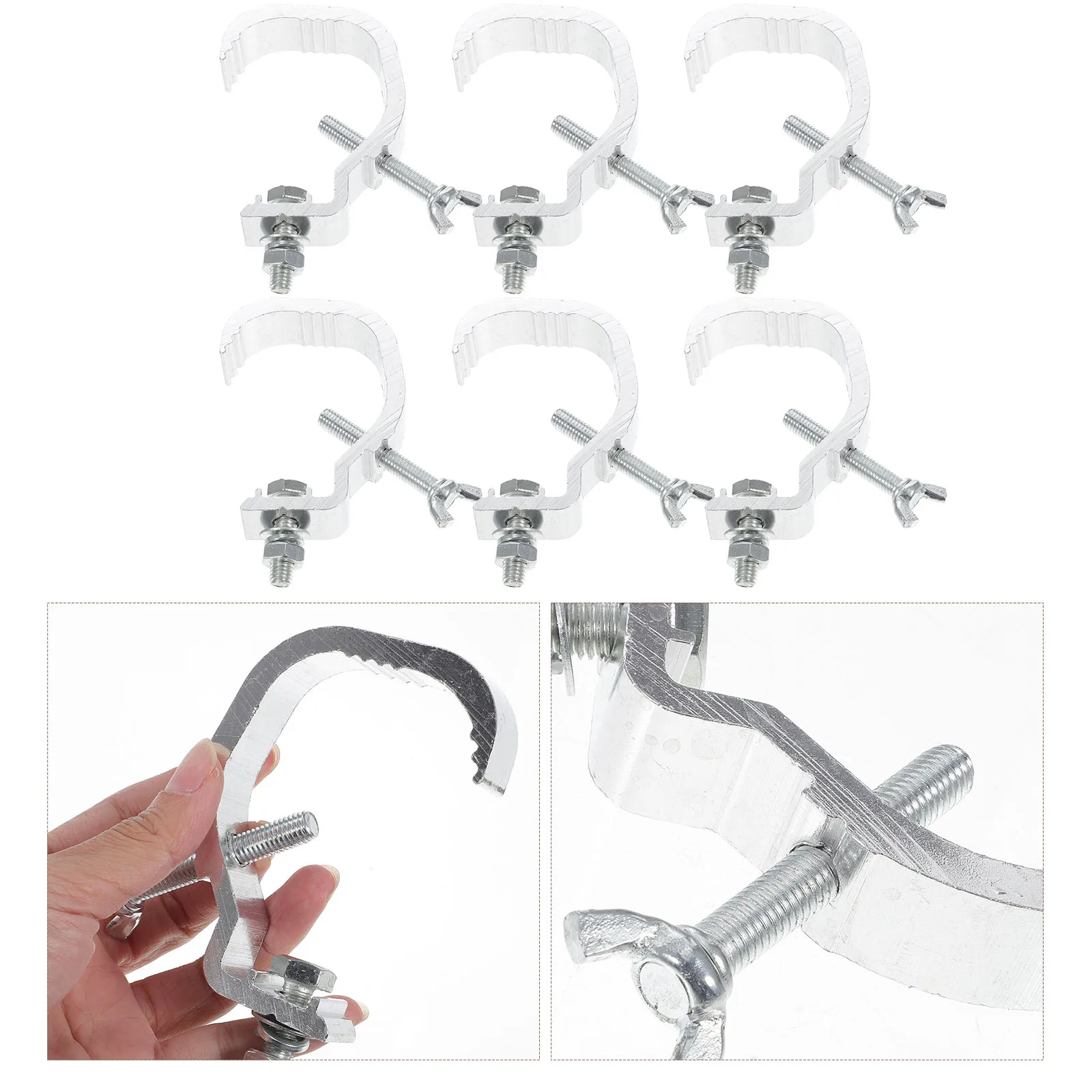 6pcs Aluminum Alloy Lamp Hooks Stage Light Truss Clamps Hanging Lamp Hooks Extreme Load Capacity 20kg Lamp Accessories Clamps