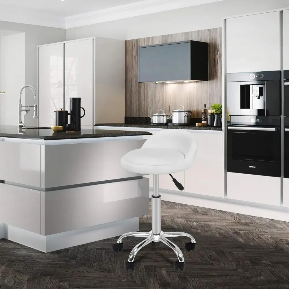 Höhenverstellbarer, drehbarer Salonhocker, hydraulischer ergonomischer Stuhl aus PU-Leder mit Rollen der Rückenlehne für Büroarbeit, Tätowierung