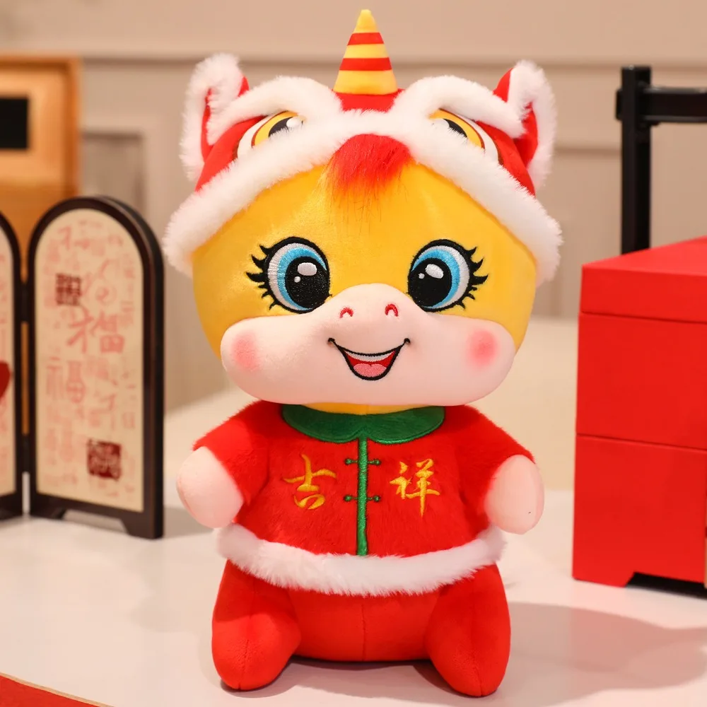 Traditional Chinese Style Horse Stuffed Cute with Tang Suit New Year Mascot Cartoon Animal Red Lucky Pony Festival Gift