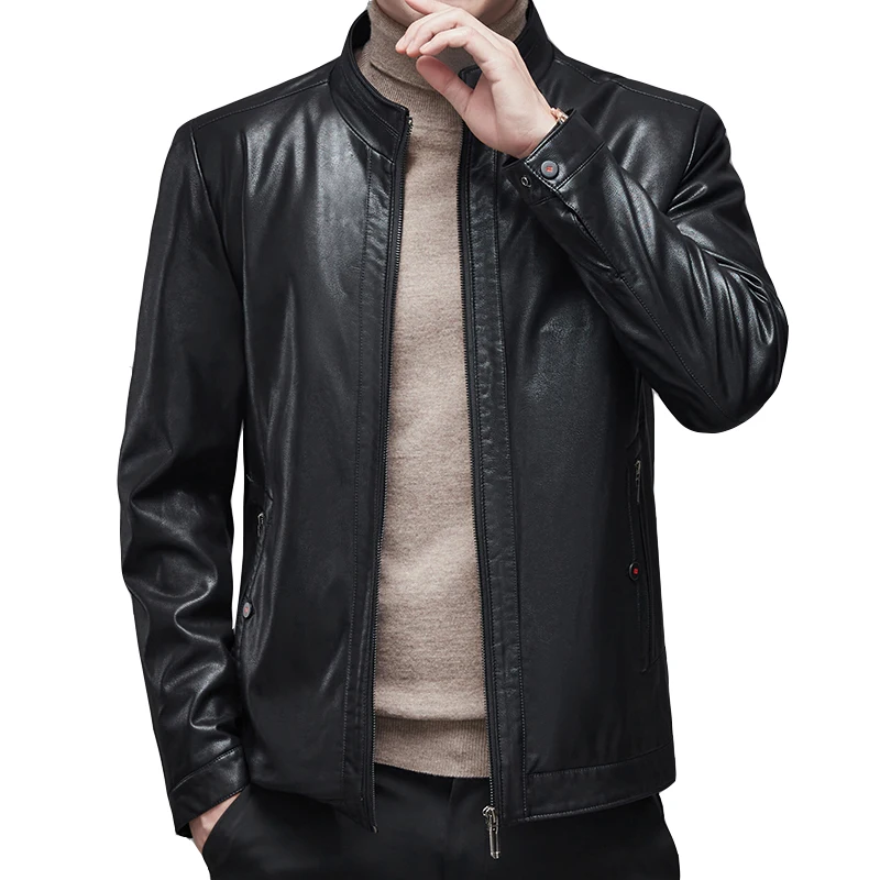 Autumn and winter warm PU leather jacket men's plush long-sleeved artificial leather men's clothing  kurtki  deri ceket erkek