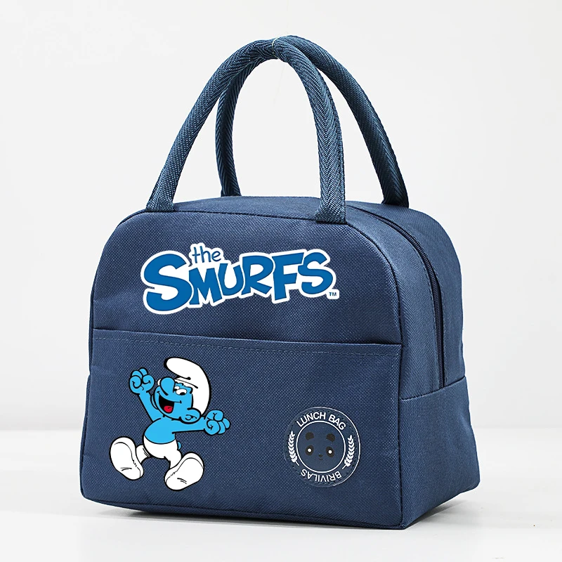 Anime Smurfs Women Lunch Hand Bags Girl Child\'s Movie Cartoon Teenage Lunch Box Female Office Thermal Insulat Case Student Gifts