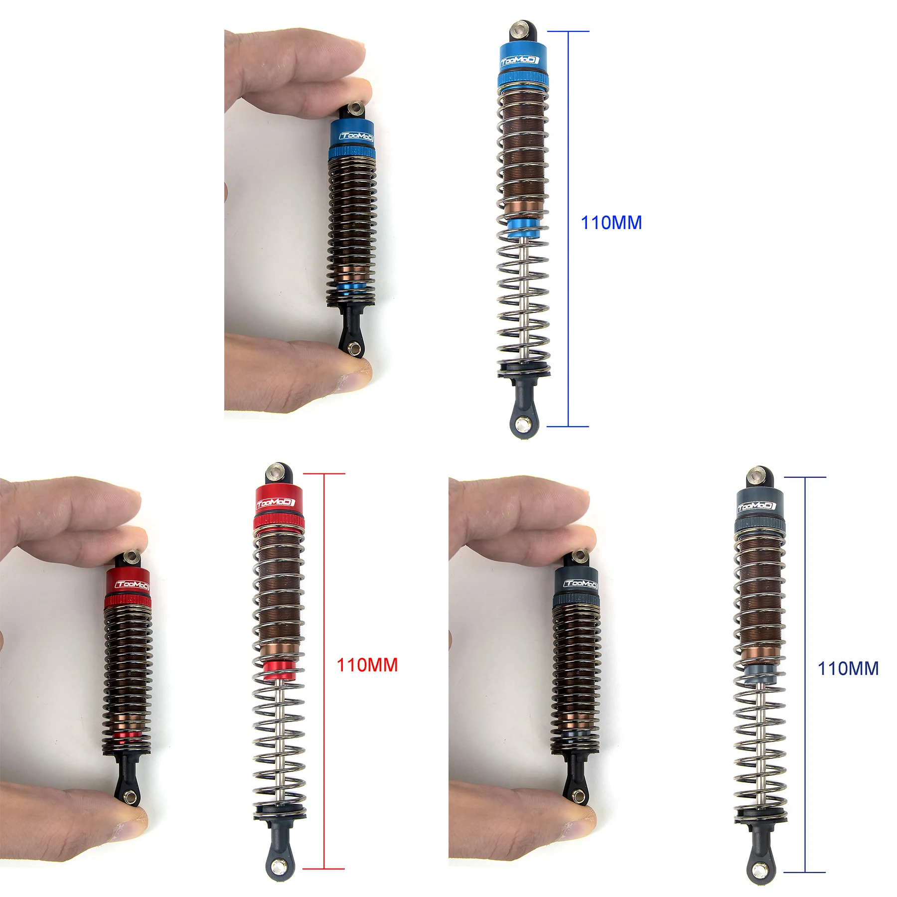 1/10 110mm RC Oil Filled Shock Absorber, Suitable for Tamiya Bullhead Superman TRX4 Axial SCX10 D90 Tracked Vehicle Upgrades