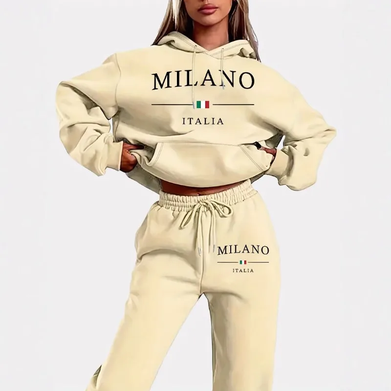

Women's Summer Sweatshirt Set Long Sleeve Sweatshirt Hooded Personalized Skinny Simple Premium Comfortable Trend Versatile Niche