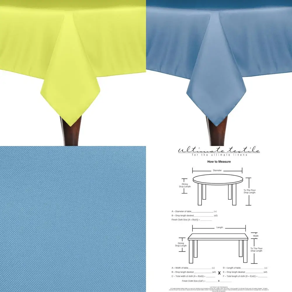 

Ultimate Textile -3 Pack- 60 x 60-Inch Square Polyester Linen Tablecloth, Lemon Yellow