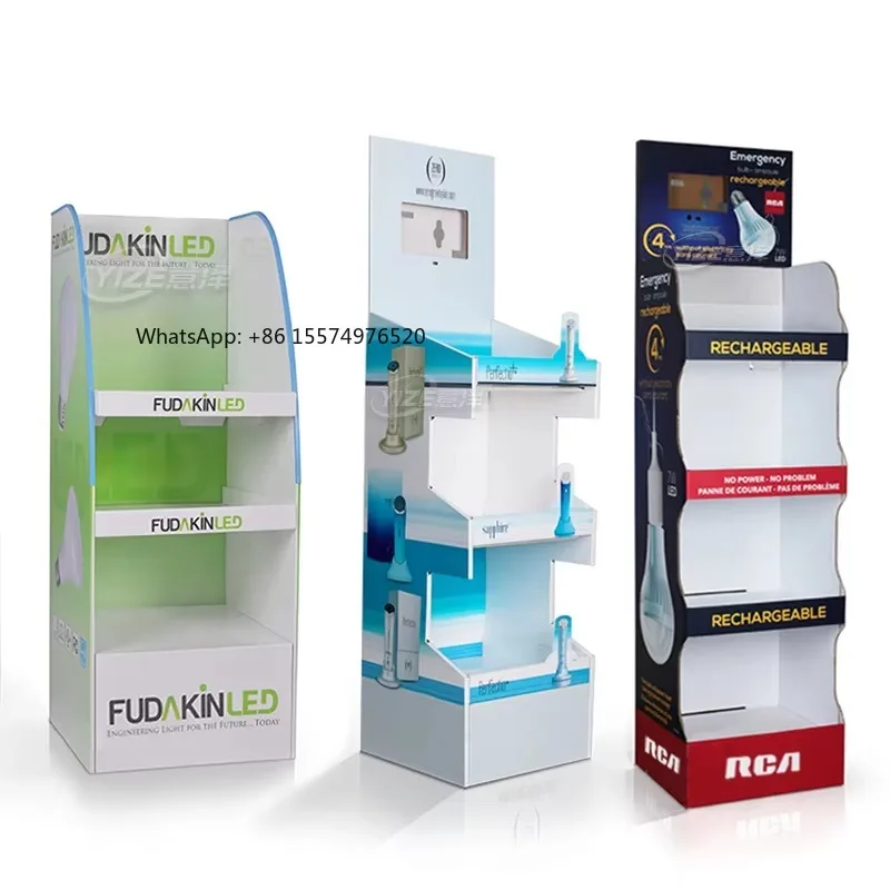 SellingManufacturer POS Display Stand Cardboard Floor Display Paper Promotional Tower Products Display Stand in Supermarket