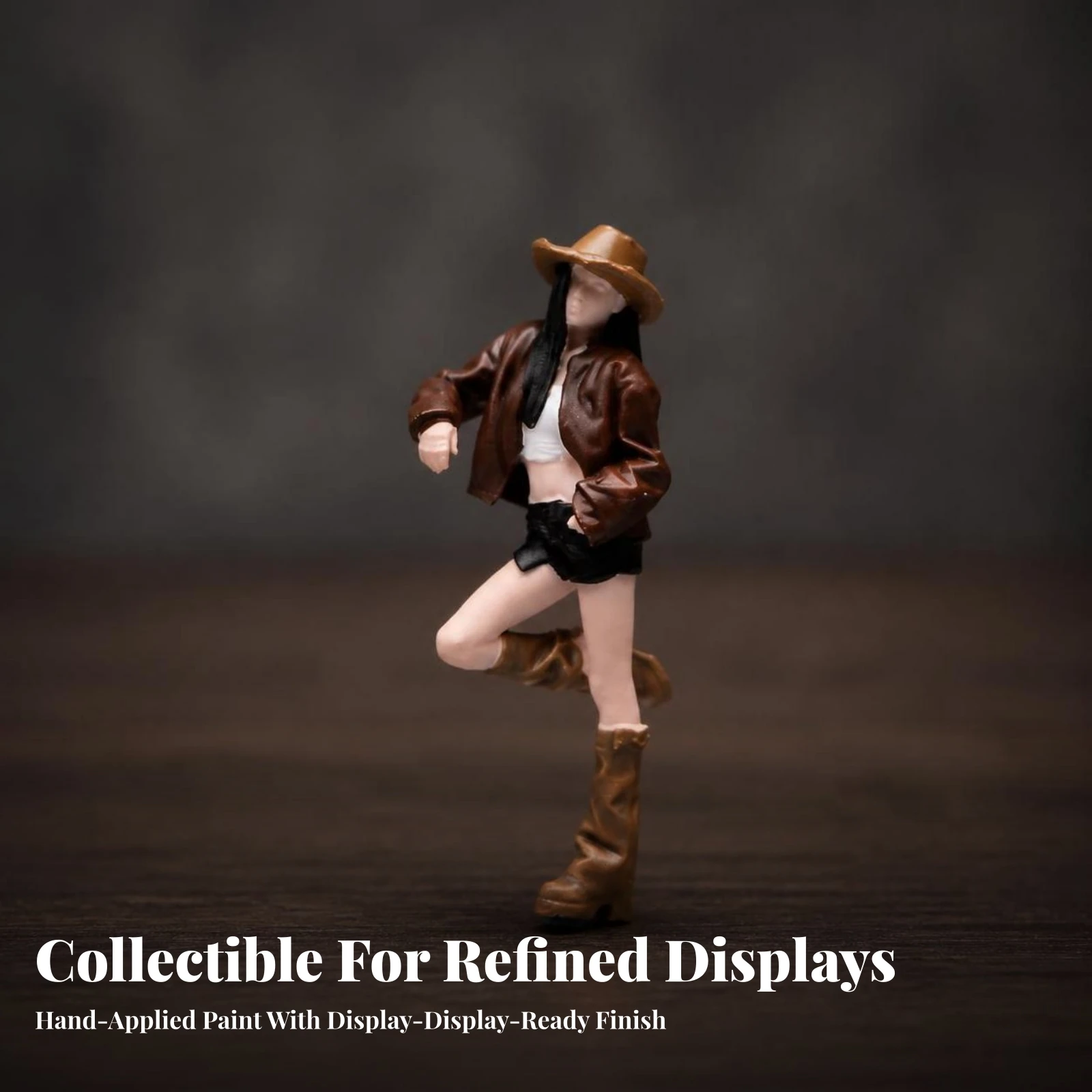 Cowgirl Miniature Static Miniature with Cowboy Hat Female Figurine Decorative Resin Figure Small for Collectors, Dioramas