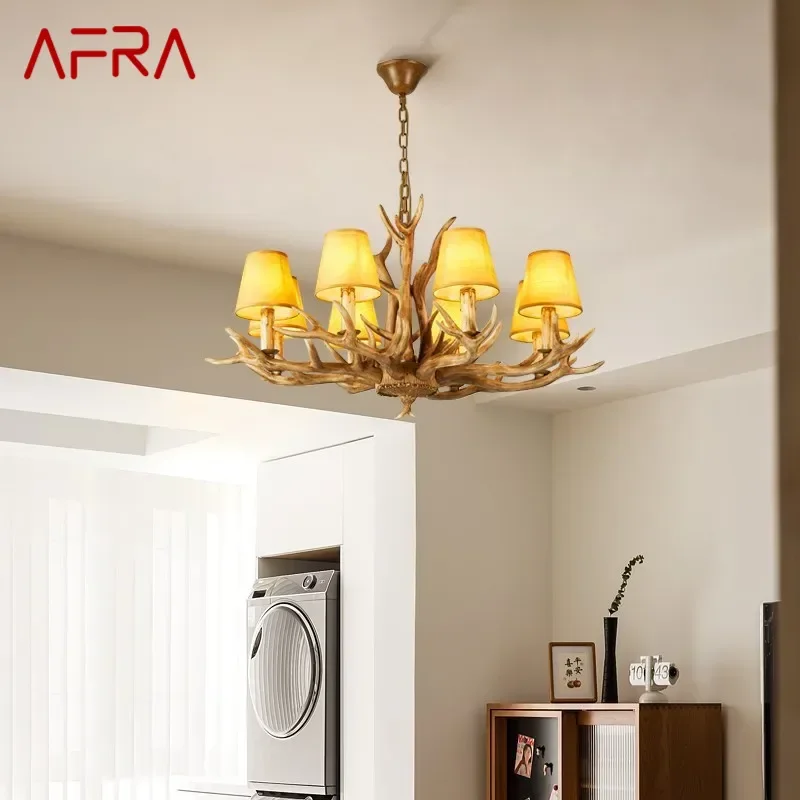 

AFRA американская люстра из рога оленя в стиле ретро, креативная гостиная, ресторан, спальня, кафе-бар, магазин одежды, светильник для проживания в семье