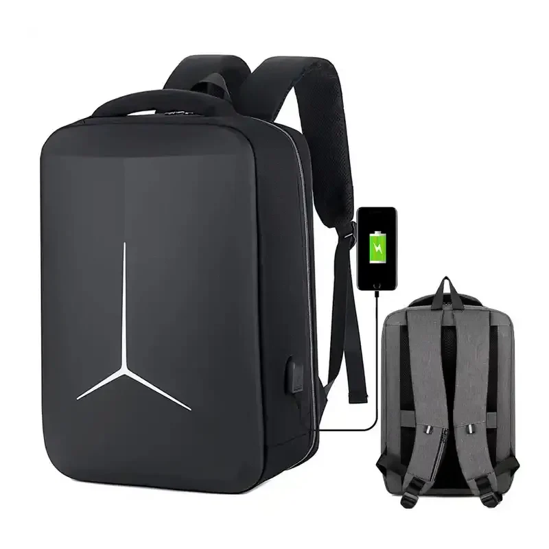Anti Theft USB Waterproof Hard Shell EVA Laptop Backpack Business Travel Motorcycle Rucksack for Men Fashion view 2