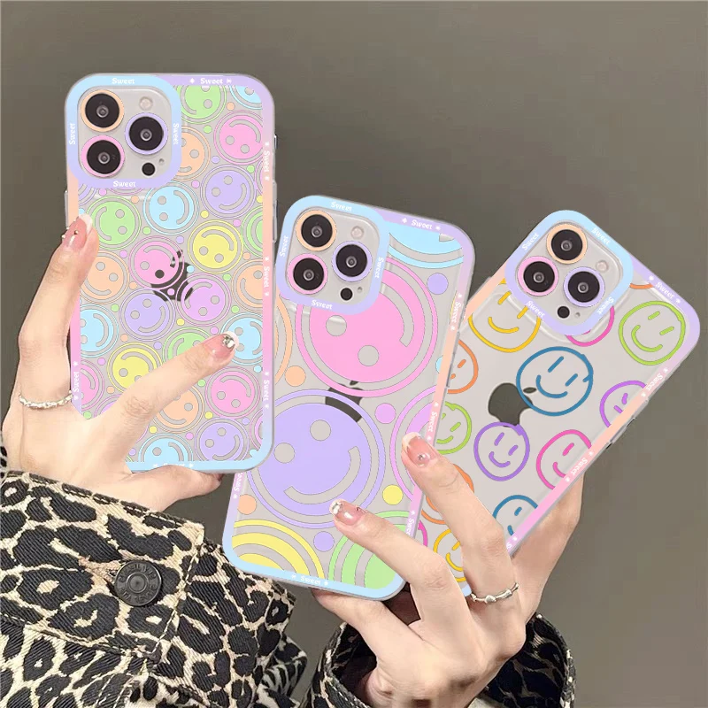 Cute Cartoon Smile Flower Phone Case Phone Case For iPhone 14 13 12 11 Pro Max Mini X Xs XR 6 7 8 Plus SE 2020 Transparent Case