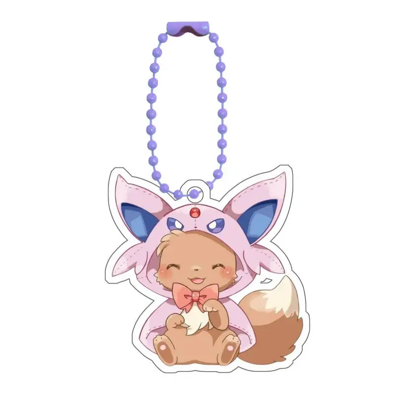 Llaveros de Pokémon de Anime Sylveon, Eevee Jolteon Umbreon Espeon Glaceon Leafeon, colgante de colección de figuras de acción acrílicas Diy