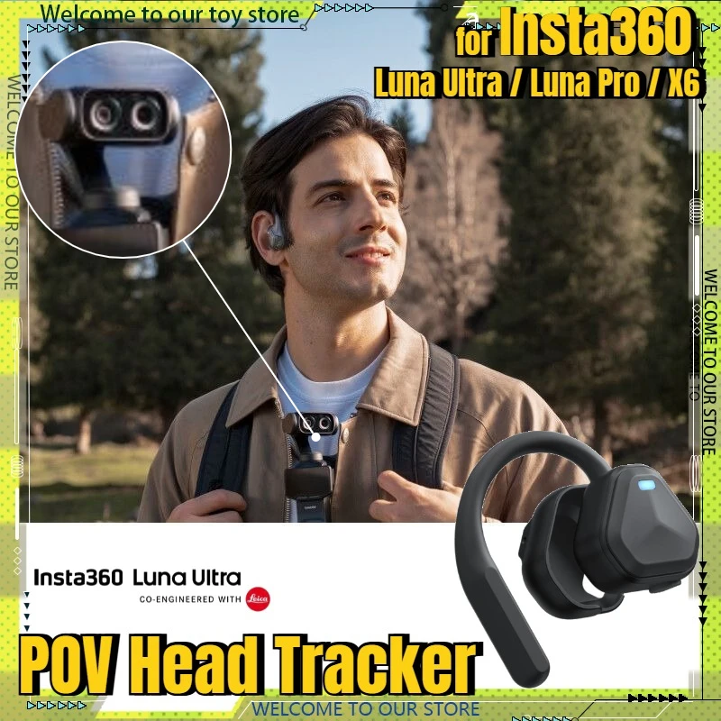 POV Head Tracker for Insta360 Luna Ultra/ Luna Pro/ X6 Ultra-Light Ear-Worn Head Motion Tracker Real-Time 3-Axis Gimbal Sync