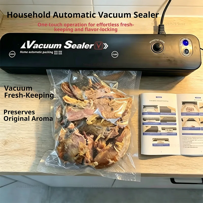 NUEVA Selladora al Vacío Automática Pequeña para Empacar Alimentos, Máquina de Sellado por Compresión para Alimentos Cocinados, Selladora de Plástico para Almacenamiento en la Cocina