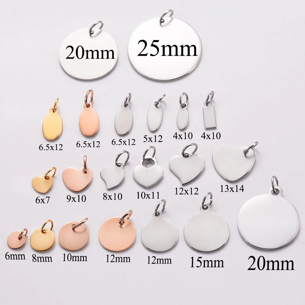 20pcs/lot Stainless Steel Customize logo Tags Charms for DIY Jewelry Making Personalized name logo disc 3 Colors