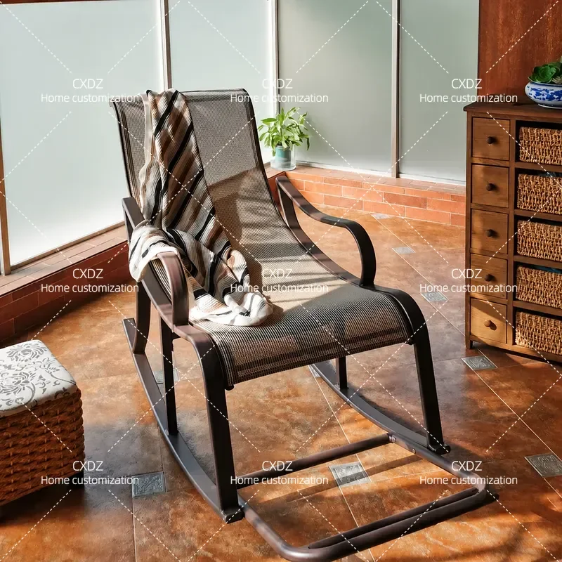 Adult Rocking Chair Recliner for Balcony Home Leisure Single Lazy Chair Waterproof Sunscreen Outdoor Recliner