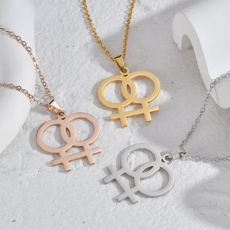 Simple Lesbian Homosexuality Girls Pendant Necklace Rainbow LGBT Lara Woman Jewelry Gifts