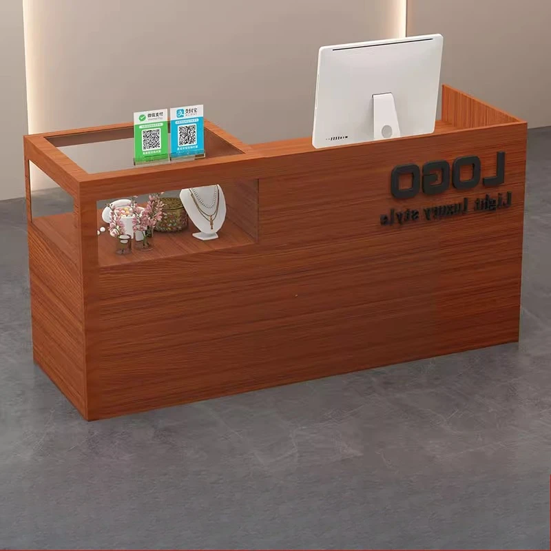 オーガナイザーがデザインしたレセプションデスク、モダンなショップ、ビューティーバー、高級ホテルのレセプションデスク、レストランのモストラドール、トレンディな家具