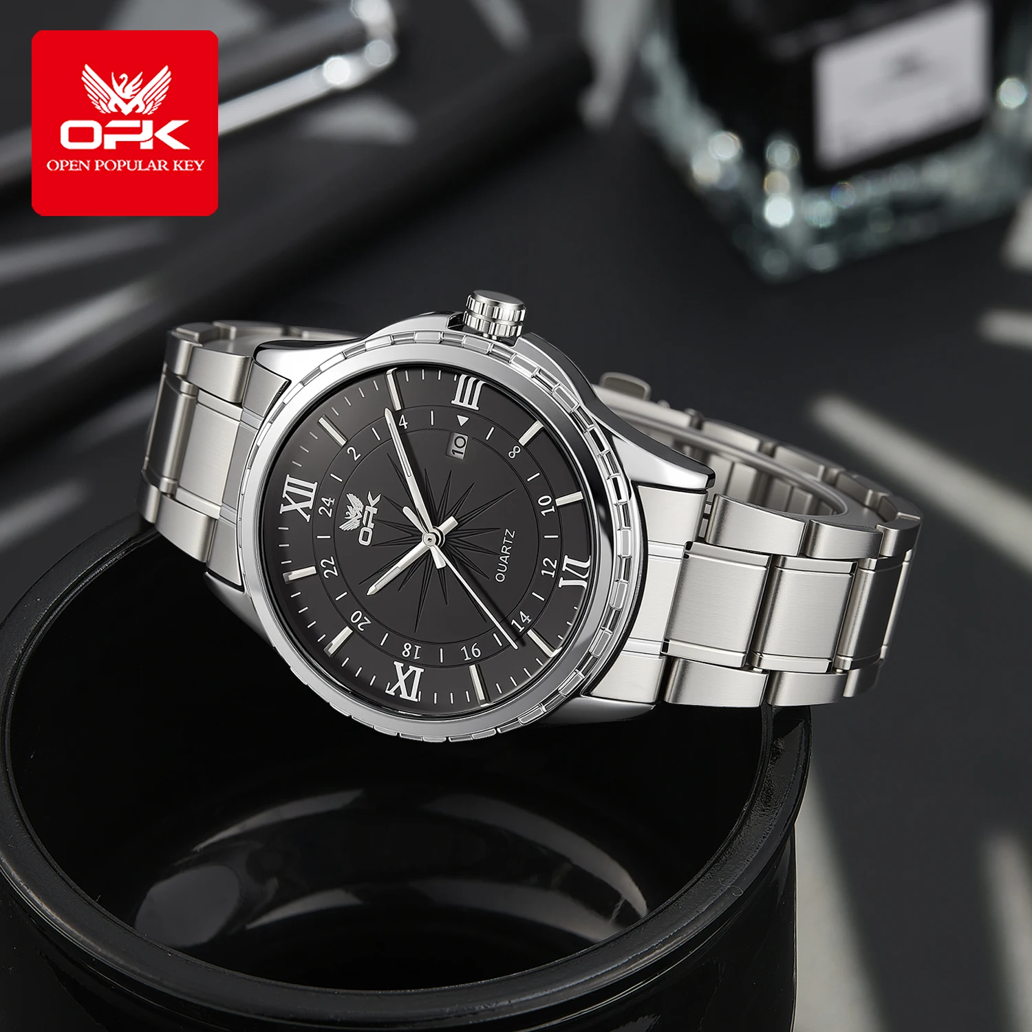 ساعة OPK 6003 للرجال كوارتز أصلية بسيطة للأعمال ﻿   ساعات المعصم المقاومة للماء المضيئة لتاريخ الأسبوع ساعة رياضية للرجال