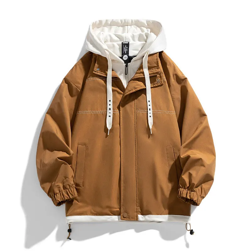 Autumn And Winter Color Combination Fake Two Hooded Jackets For Men And Women Fashion Fashion Brand Outdoor Sports Casual Coat