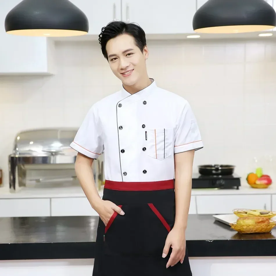 Long Jacket Jackets Chef Short Cafe Breasted Kitchen Sleeve Service Uniforms Waiter Aprons Food Restaurant Double