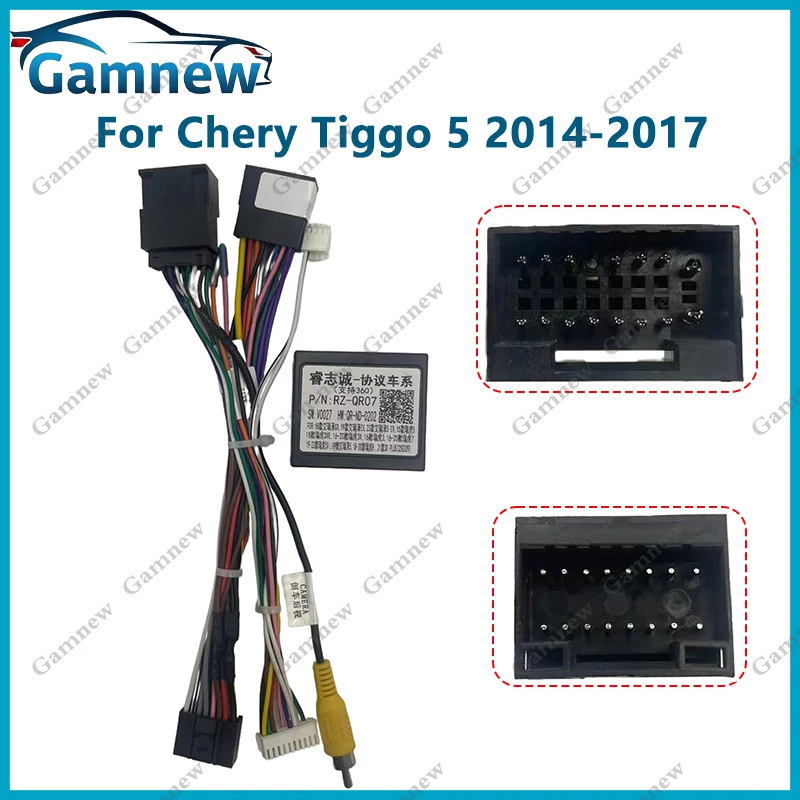 Car 16pin Wiring Harness Adapter Canbus Box Decoder Android Radio Power Cable For Chery Tiggo 5 2014-2017