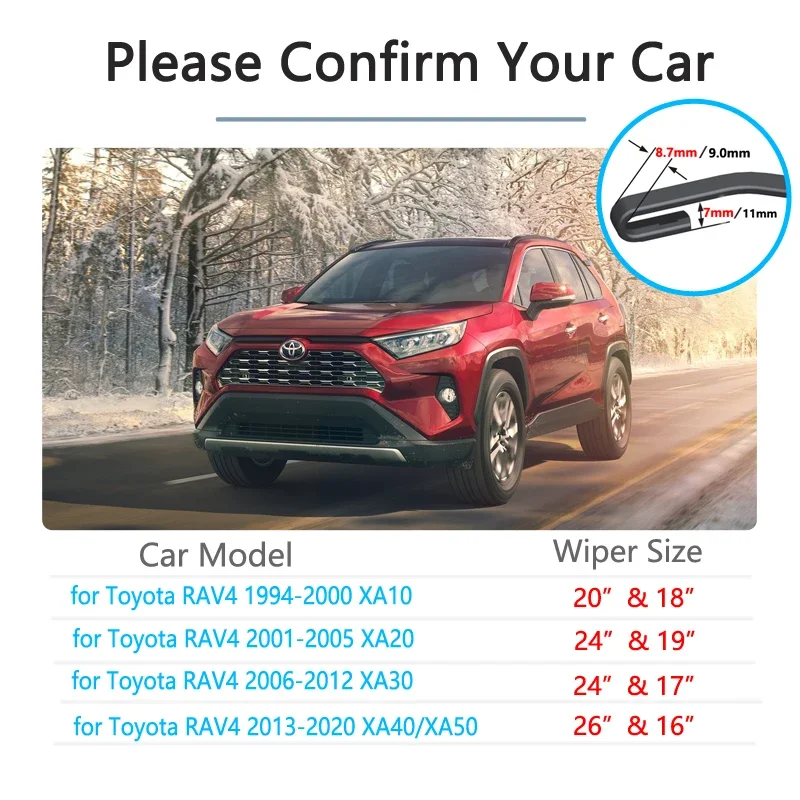 for Toyota RAV4 1994~2020 XA10 XA20 XA30 XA40 XA50 RAV 4 2000 2006 2012 2013 2018 Wipers Blade Car Accessories Windshield Wipers