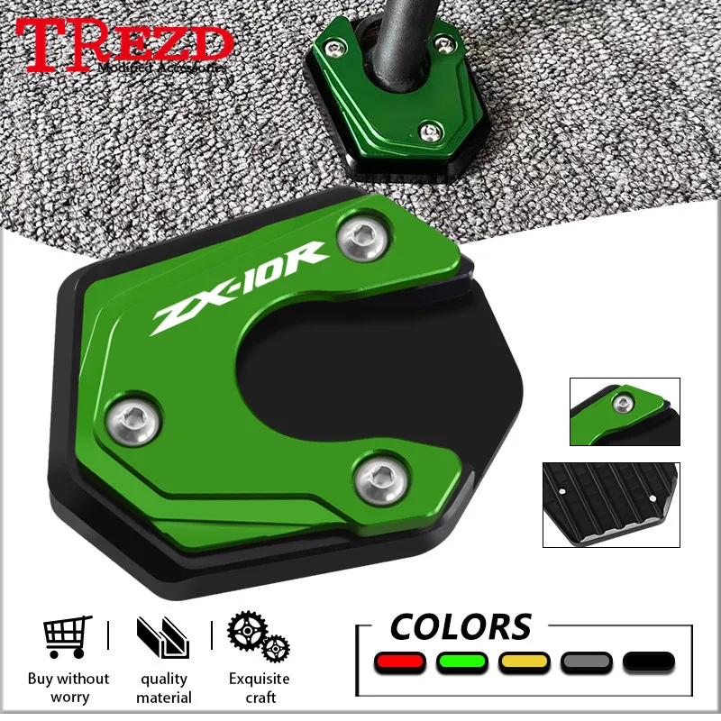 

New zx-6r zx-10r Motorcycle CNC Kickstand Extension Foot Side Stand Pad Enlarge Support Plate For ZX6R 2017-2020 ZX10R 2008-2019