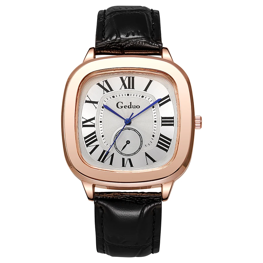 New 2025 Quartz Watch Men's Women's Fashion Square Leather Gold White Sapphire Couple Watch