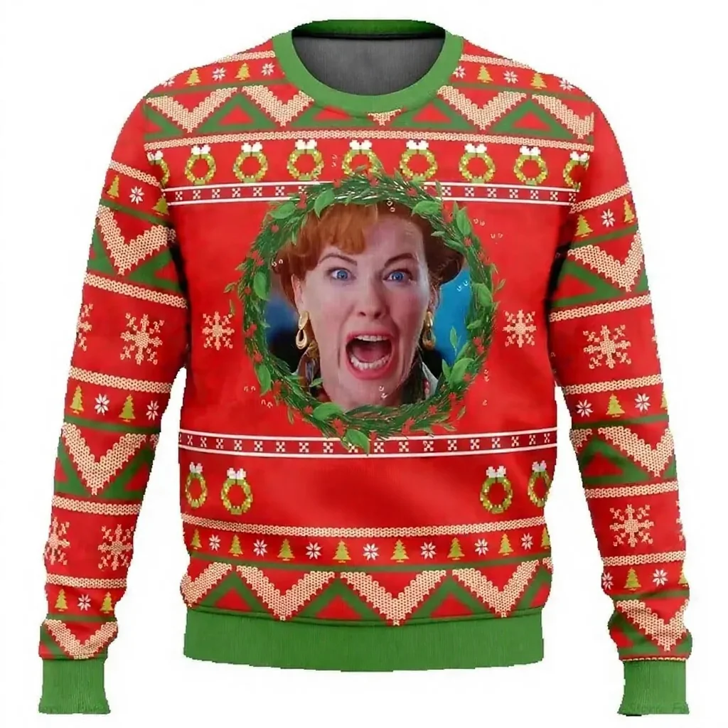 Men's Ugly Christmas Pullover Funny Santa Claus Graphic Print Winter Warm Pullover Casual Loose Fit Sweatshirt