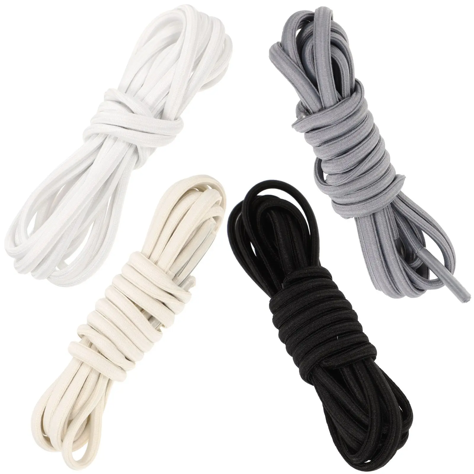 4 Pairs Elastic Shoelaces Tieless Kids Adult Sneakers Sports High Rubber Shoe Laces Easy Fit Sneaker Laces