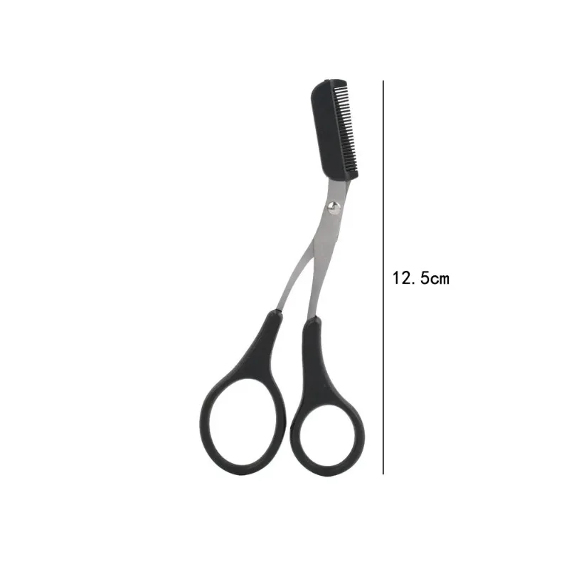 1 Piece Safe Eyebrow Trimmer Stainless Steel Eyebrow Scissors with Comb Hair Removal Shaver Eyebrows Shaping Makeup Tool