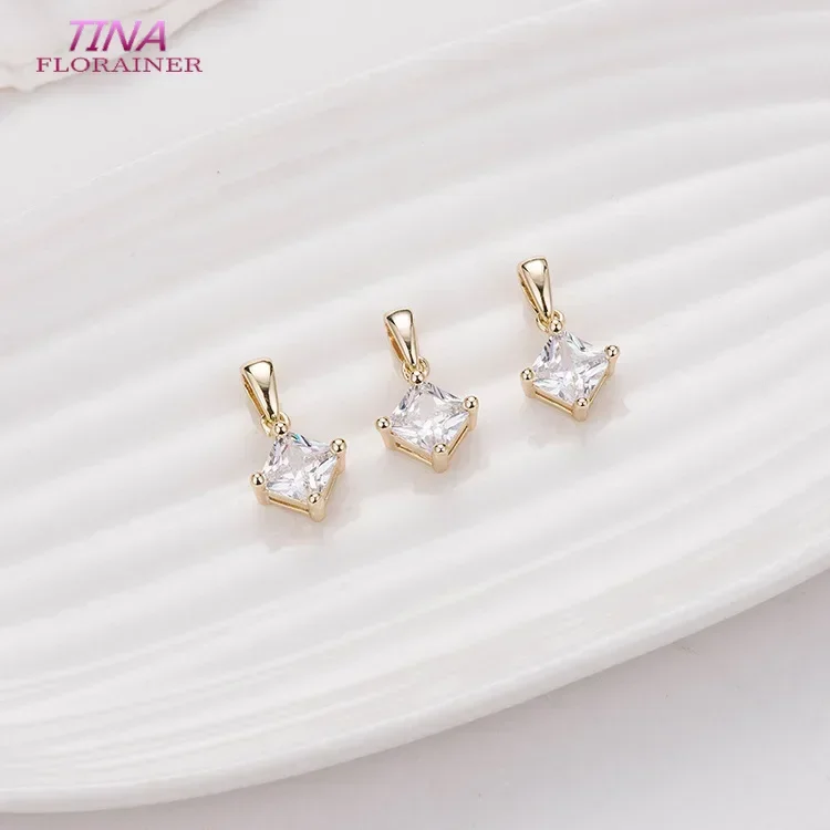 16.5x9.5MM 14K złoty kolor mosiądz i cyrkonia kształt rombu Charms wisiorki akcesoria do wyrobu biżuterii Diy ustalenia akcesoria