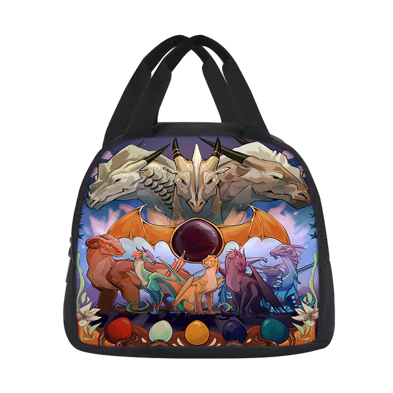 Wings of Fire lunch bag, insulated, portable, large capacity, cartoon print, primary school boys and girls, new versatile design