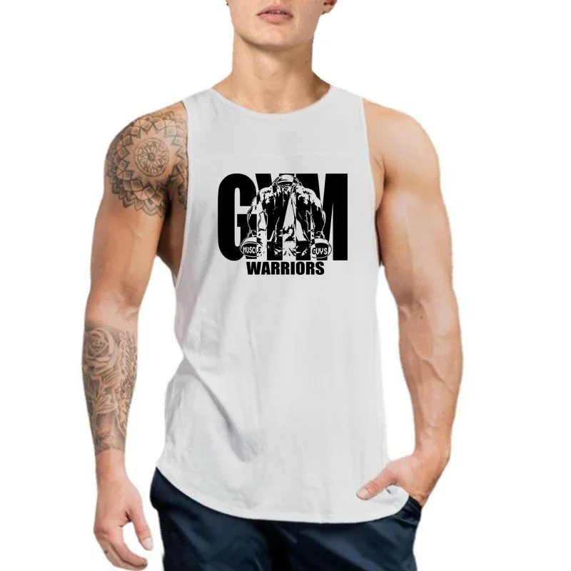 

Мужские спортивные майки без рукавов для бодибилдинга, летние хлопковые дышащие повседневные футболки для тренажерного зала, фитнеса, тренировки мышц, свободные майки