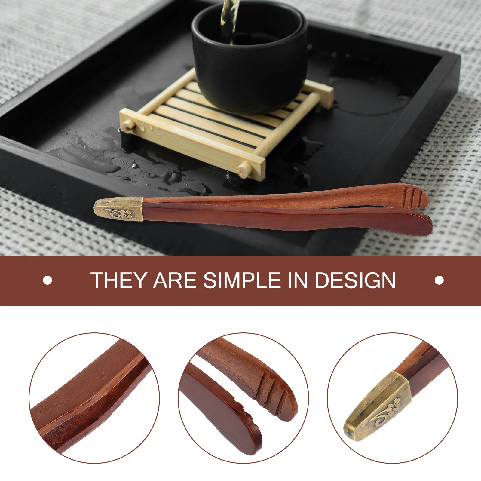 Tea Clip Wood Anti-Scald Cup Clamp Ergonomic Design Perfect for Home Travel Office Kung Fu Tea Ceremony Tool Anti-Scald Cup Clip