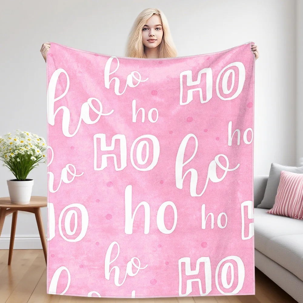 Pink Ho Script Flannel Blankets Are Suitable For Sofas, Men's Room Decorations, Thick And Warm Gifts For Teenagers