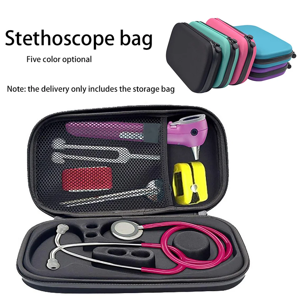 Portable Shockproof Stethoscope Storage Bag Built-in Mesh Bag Organizer Zipper Storage Case, Pink