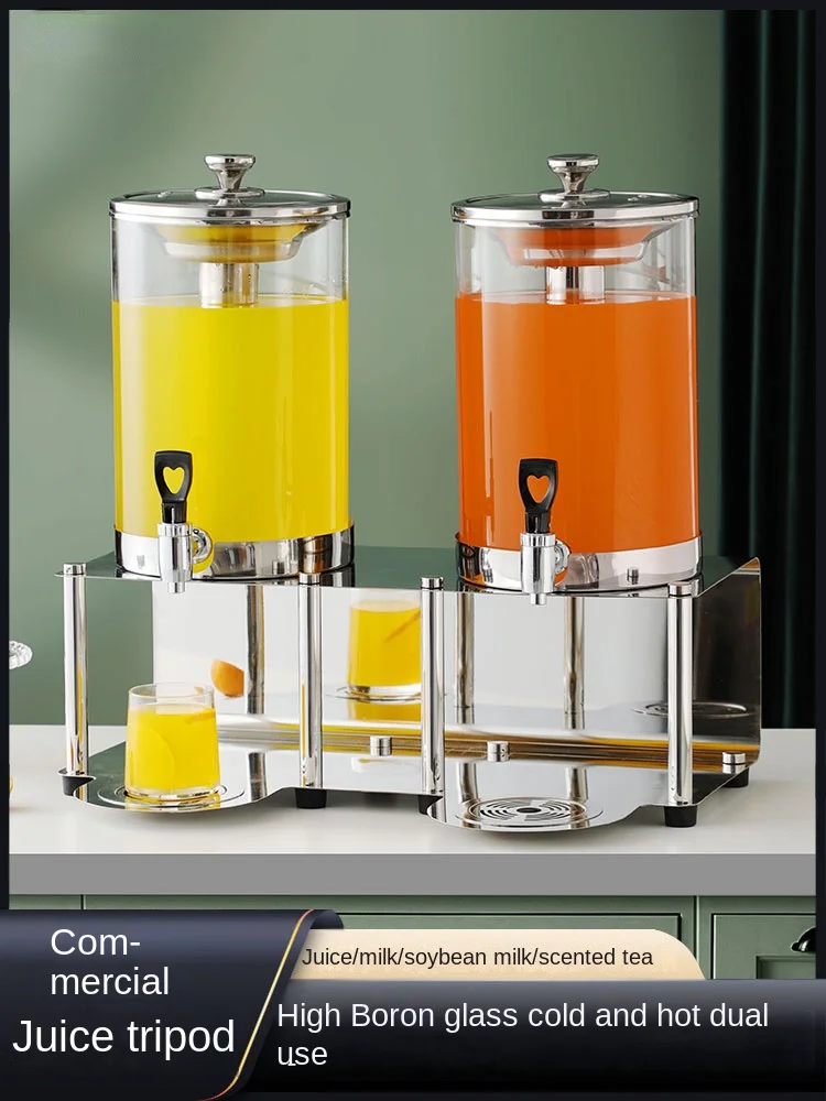 

Commercial Buffet Stainless Steel Thickened Juice Cooking Vessel Single and Double Head Refrigerating Beverage Dispenser