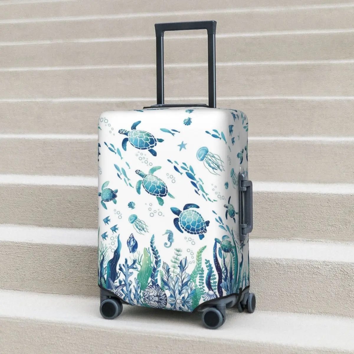 

Race To Safety Sea Turtle Suitcase Cover Protection Elastic Travel Luggage Protector Covers for 18-32 Inch