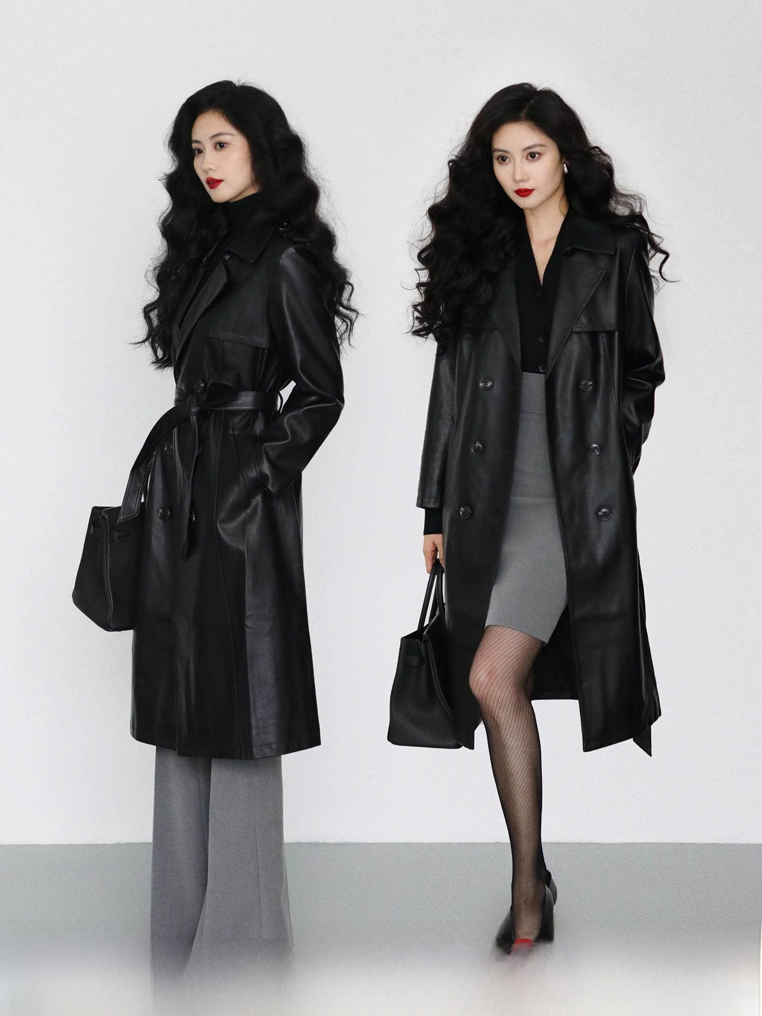 

Пальто женское TAIYANG OFFICE из черной искусственной кожи, зимнее, длинное, приталенное, свободного кроя, для офиса