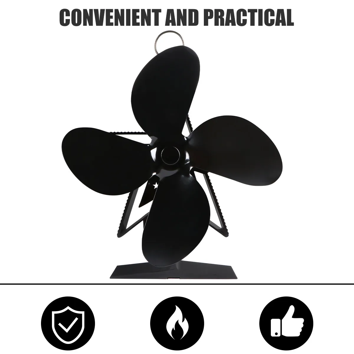 

Бесшумный вентилятор для печи, работающий от тепла, для камина, циркулятор теплого воздуха, не требует батареек и проводов, черный цвет